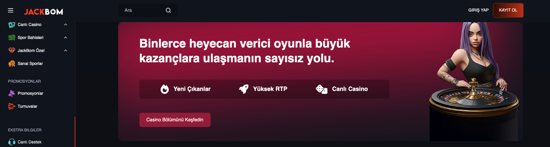 Jackbom, spor bahisleri, canlı bahis, casino ve canlı casino alanlarında güvenilir ve kaliteli hizmet sunan bir platformdur. Jackbom’a giriş yapmak isteyen kullanıcılar için süreç oldukça kolay ve hızlıdır. İşte Jackbom giriş işlemlerine dair bilmeniz gerekenler: